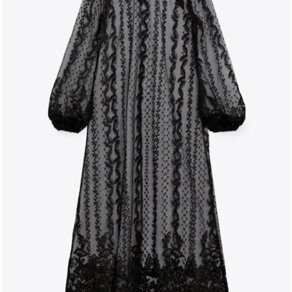 Zara Black Lace Long Sleeve Dress